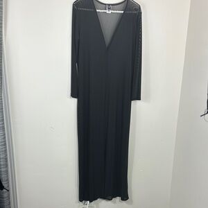 Windsor Black Mesh Long Maxi Open front Swim Resort Wear Cover Up Small